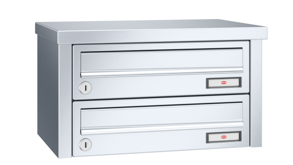 RENZ Briefkastenanlage Aufputz, Tetro, Edelstahl V4A, Kastenformat 370x110x270mm, 2-teilig